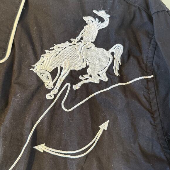 Coofandy Men’s XL Western Cowboy Shirt Black Embroidered Rodeo Style - Picture 4 of 8